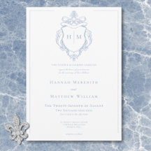Elegante Bodas de Pájaro y Cresta Chinoiserie Azul