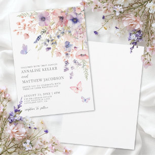 Invitación Elegante Bodas Florales de Acuarela de Flor Silves