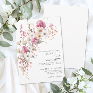 Invitación Elegante Bodas Florales de Acuarela de Flor Silves