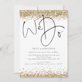 Invitación Elegante Bodas QR Brillante Dorado Nosotros Hacemo