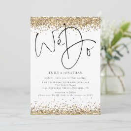 Invitación Elegante Bodas QR Nosotros Brillante Oro