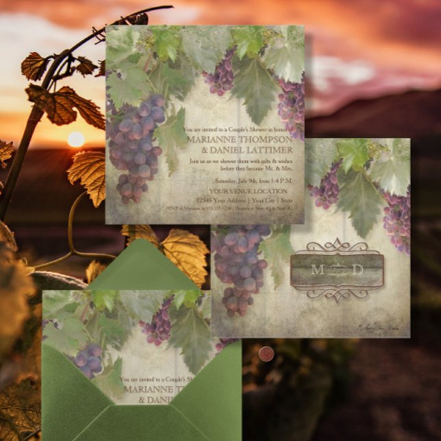 Invitación Elegante bodega rústica de viñas de invierno Ducha (Subido por el creador)