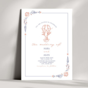 Invitación Elegante bogavante de bodas rusticas de playa roja