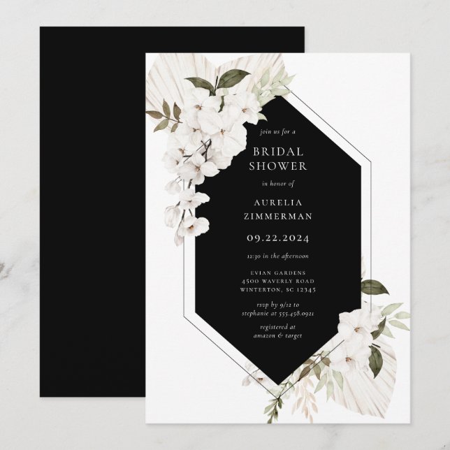 Invitación Elegante Bohemia Floral Bridal Shower (Anverso / Reverso)