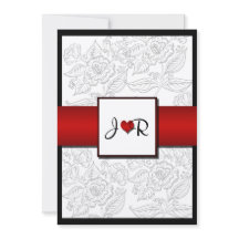 Invitación elegante bohemia roja blanca negra de