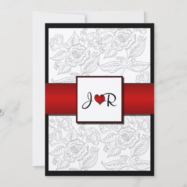 Invitación elegante bohemia roja blanca negra de (Anverso)
