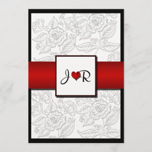 Invitación elegante bohemia roja blanca negra de