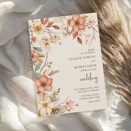 Invitación Elegante Boho Arch Terracotta Rust Fall Wildflower