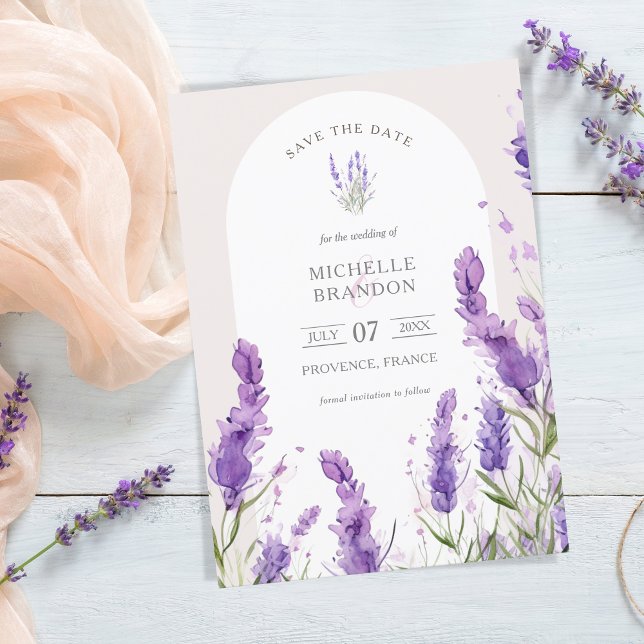 Invitación Elegante Boho Arch Wildflower Lavender Purpl veran (lavender arch boho)