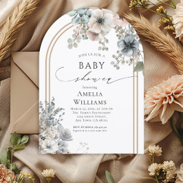 Invitación Elegante Boho Beige y Floral de Arco Blanco