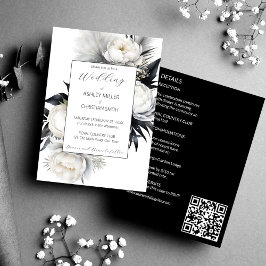 Invitación Elegante Boho blanco y negro todo en un boda