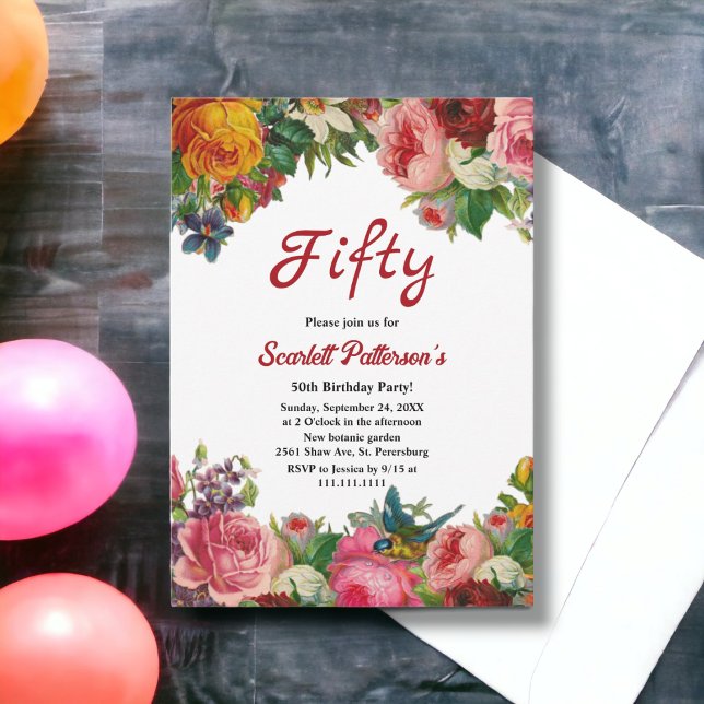 Invitación Elegante Boho Botanical Garden Floral 50 cumpleaño (Subido por el creador)