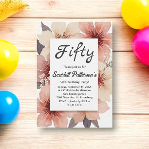 Invitación Elegante Boho Botanical Watercolor Floral Cumpleañ