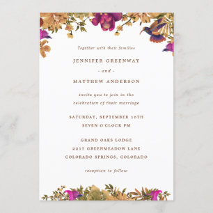 Invitación Elegante Boho Botánico Flores Acuarela Boda