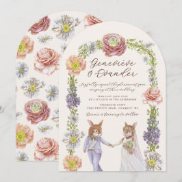 Invitación Elegante Boho Bunny Love Watercolor Floral Boda