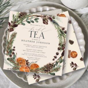 Invitación Elegante Boho Citrus Green Fall Bridal Tea
