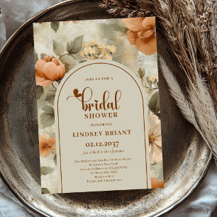 Invitación Elegante Boho Colores Neutros Floral Marfil Salvia