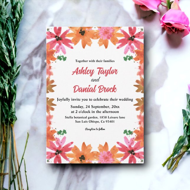 Invitación Elegante Boho Country Rosas Floral Fall Wedding (Subido por el creador)