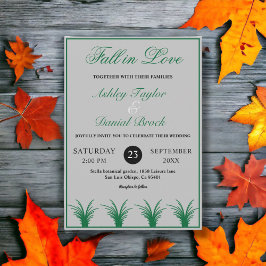 Invitación Elegante Boho de Boho Fall de Grass Verde Gris Gri
