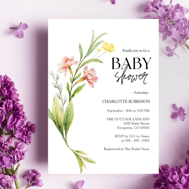 Invitación elegante boho de flores silvestres para (Subido por el creador)
