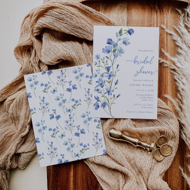 Invitación Elegante Boho Dusty Blue Wildflower Bridal Shower (Subido por el creador)