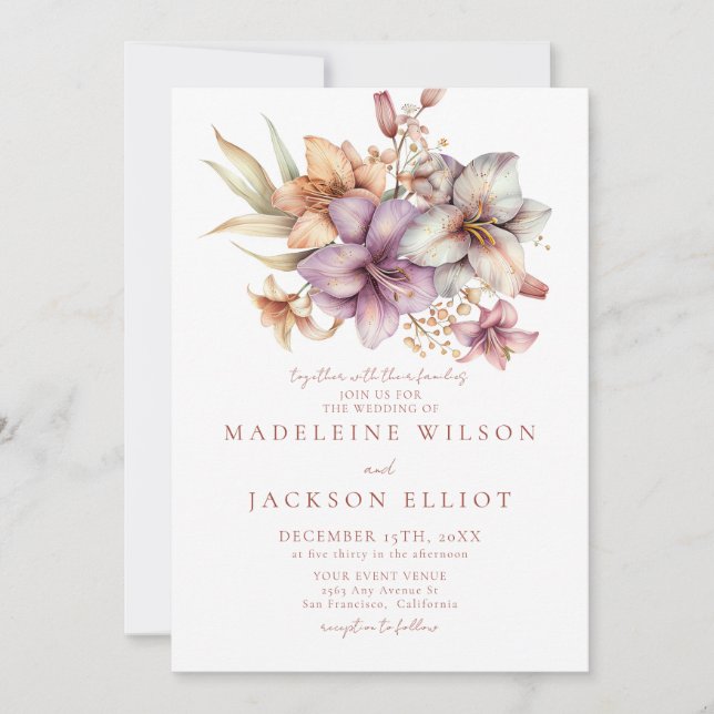 Invitación Elegante Boho Fall Floral Wedding (Anverso)