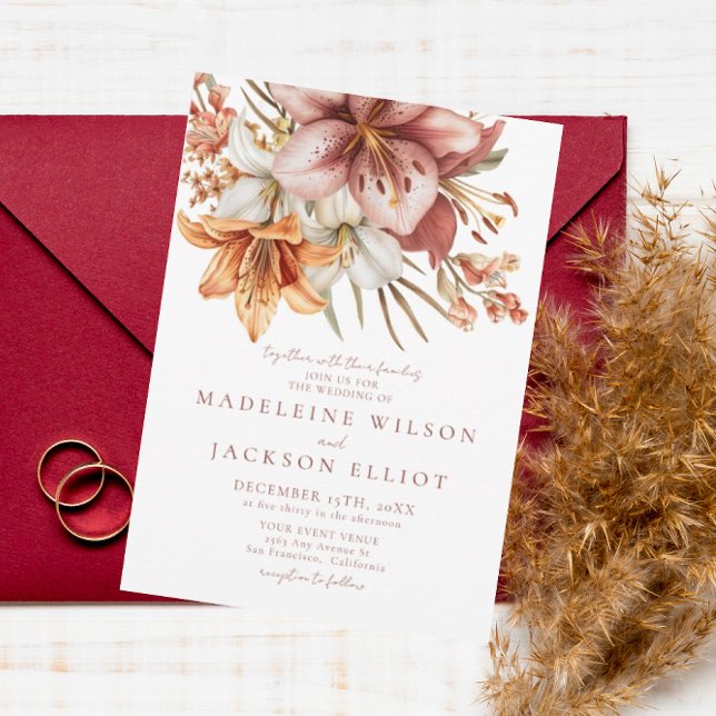 Invitación Elegante Boho Fall Floral Wedding (Subido por el creador)