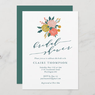 Invitación Elegante Boho Floral Art Simple Bridal Shower