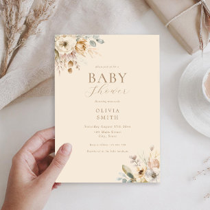 Invitación Elegante Boho Floral Baby Shower