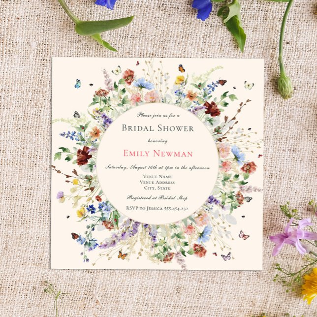 Invitación Elegante Boho Floral & Butterflies Ducha Nupcial (Subido por el creador)