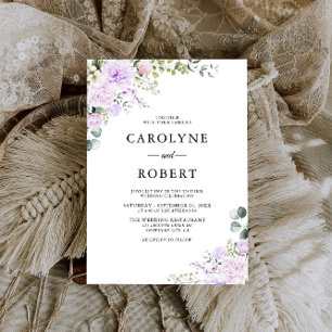 Invitación Elegante Boho Floral Dusty Boda Púrpura