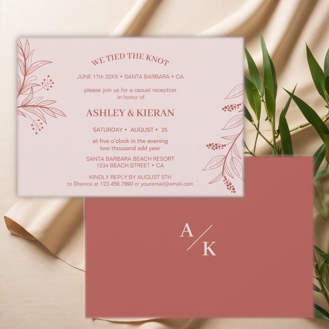 Invitación Elegante Boho floral que atamos a la recepción del (Subido por el creador)
