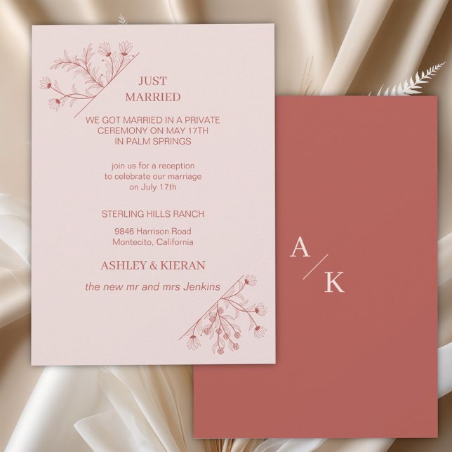 Invitación Elegante Boho Floral Recién Recepción Casada (Subido por el creador)