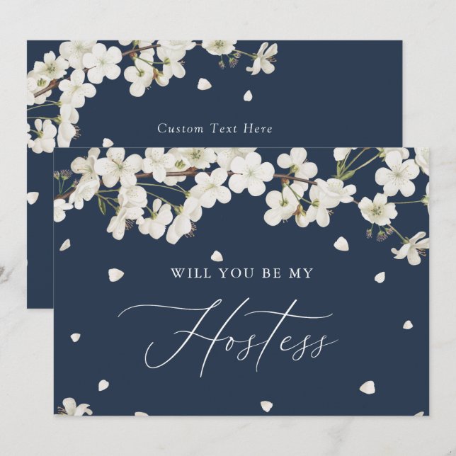 Invitación Elegante Boho Floral, ¿serás mi Hostess? (Anverso / Reverso)