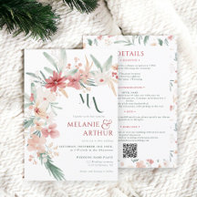 Elegante Boho Floral Winter Wedding Código QR