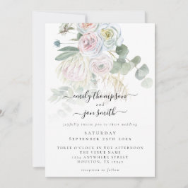 Invitación Elegante Boho Florals Eucalyptus Pastel Boda