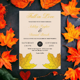 Invitación Elegante Boho Gold deja Moda Boda floral otoño