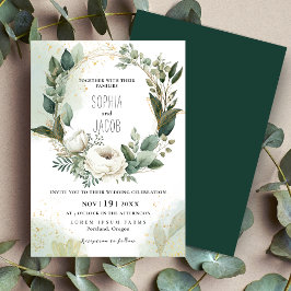 Invitación Elegante Boho Gold Greenery Eucalyptus Winter