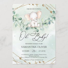Invitación Elegante Boho Greenery Eucalytpus Elephant Oh Baby