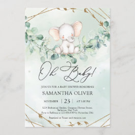 Invitación Elegante Boho Greenery Eucalytpus Elephant Oh Baby