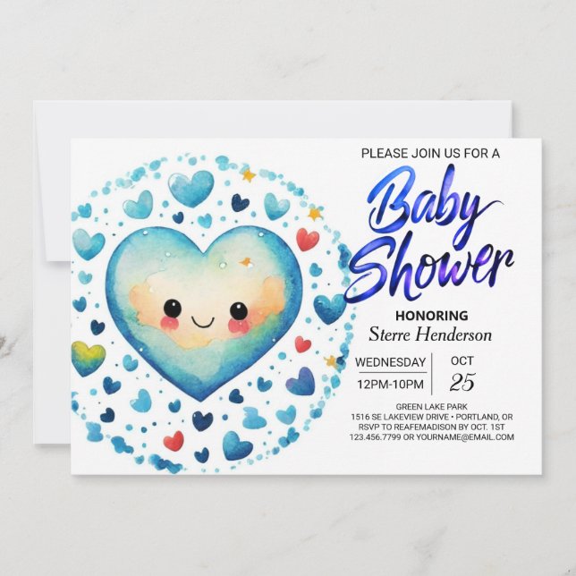 Invitación Elegante Boho Little Cutie Pastel Boy Baby Shower (Anverso)