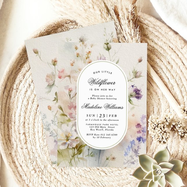 Invitación Elegante Boho Little Wildflower Baby Shower (Subido por el creador)