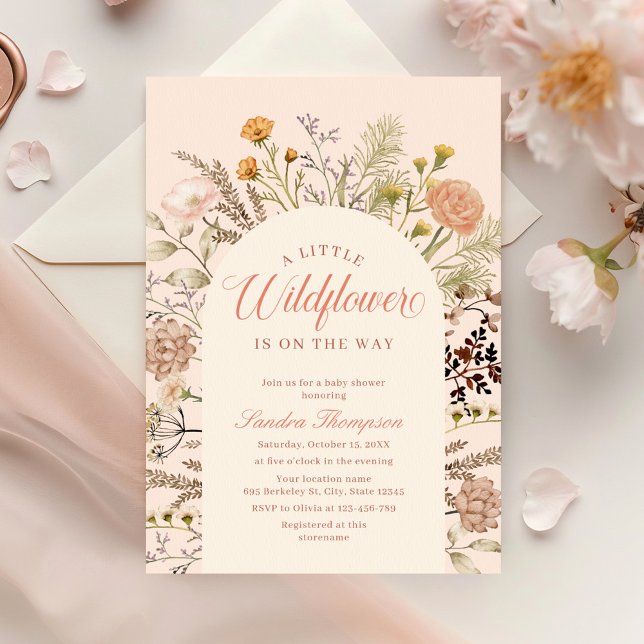 Invitación Elegante Boho Little Wildflower Baby Shower (Subido por el creador)