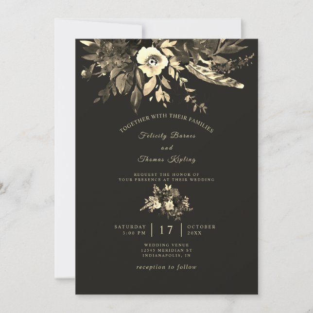 Invitación Elegante Boho Moda Otoño Browns Fall Wedding (Anverso)