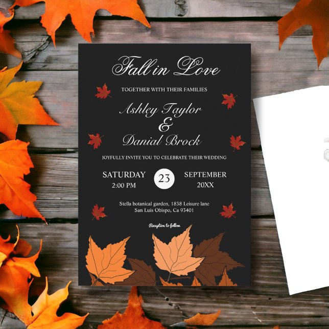 Invitación Elegante Boho negro y blanco caída en el Boda del  (Subido por el creador)