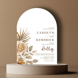 Invitación Elegante Boho Neutral Accents Floral Arch Boda