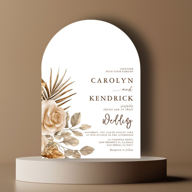 Invitación Elegante Boho Neutral Accents Floral Arch Boda (Subido por el creador)
