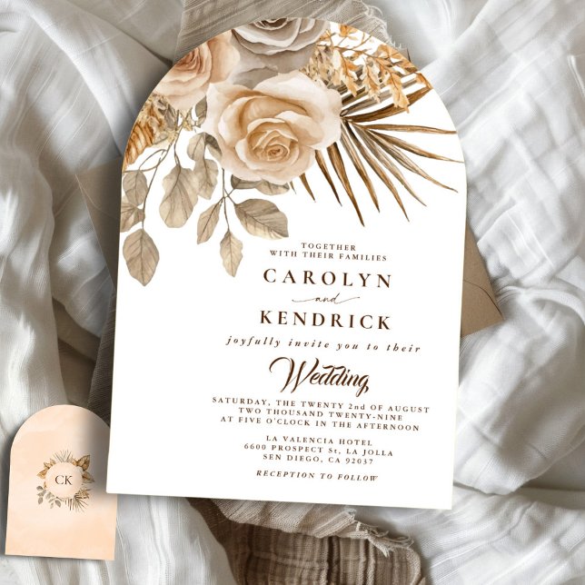 Invitación Elegante Boho Neutral Accents Floral Arch Boda (Subido por el creador)