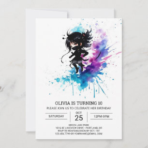 Invitación Elegante Boho Ninja Chica Cumpleaños