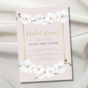 Invitación Elegante Boho Orchids Fotograma dorado Ducha de no